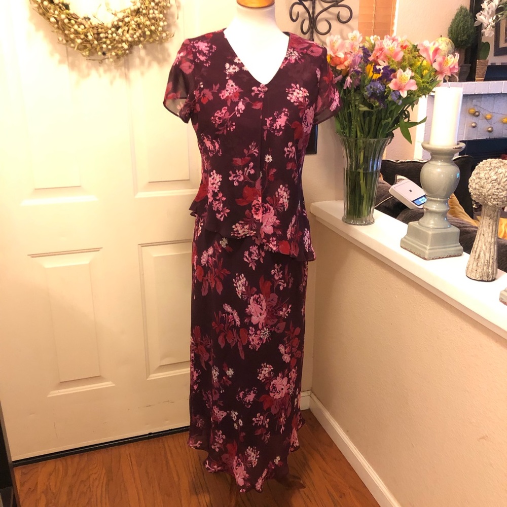 Vintage Mary McFadden Collection Floral Long Dress